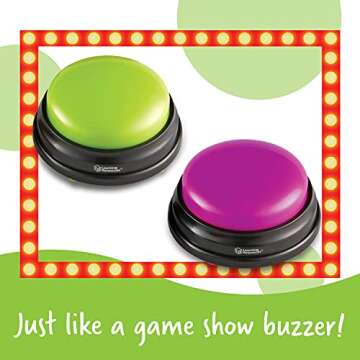 Learning Resources Answer Buzzers - Set of 4, Ages 3+, Assorted Colored Buzzers, Game Show Buzzers, Perfect for Family Game and Trivia Nights, for Kids