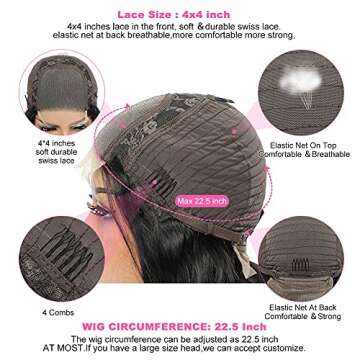 SHUQISH Lace Front Wigs Human Hair Wigs For Black Women Glueless Body Wave 4x4 Lace Closure Wigs Human Hair 150% Density Brazilian Virgin Hair Pre Plucked With Baby Hair Natural Color (22 Inch)