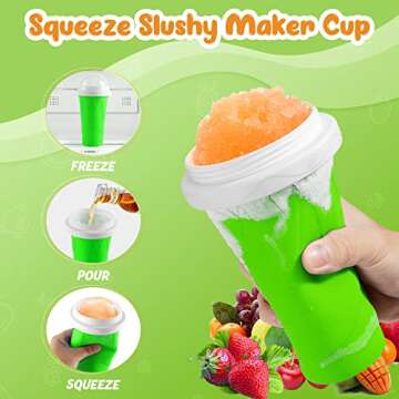 Tgosomt Slushy Cup, TIK TOK Frozen Magic Slushie Maker Cup Squeeze, Cool Fun Stuff Things Gadgets & Great Stocking Stuffers & White Elephant Gifts (Green)
