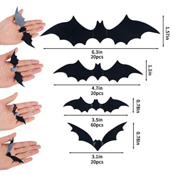 120 Pcs 3D Bat Decor for Spooky Room or Home