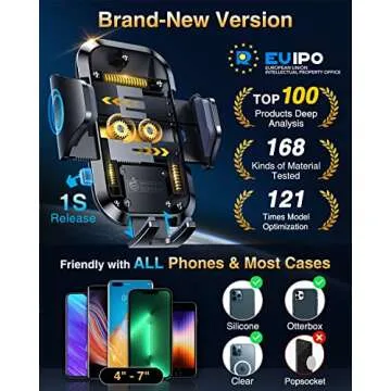 VANMASS [Pro Version] Universal Car Phone Mount [2025 Super Suction Cup] Phone Holder for Car, Cell Phone Car Mount for Windshield Dash Vent Truck Stand for iPhone 16 Pro Max 15 14 13 Samsung Android