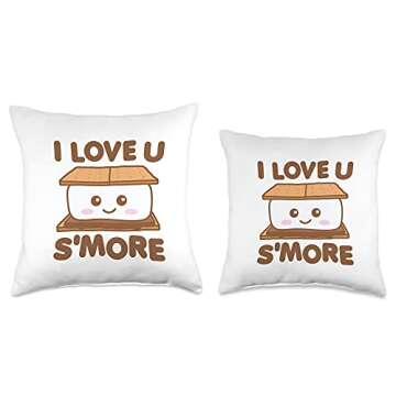 I Love You Smore Funny Camping S'more Pun Dark Throw Pillow