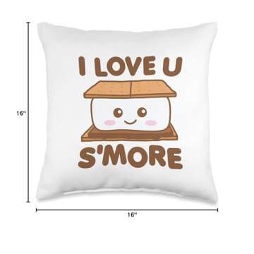 I Love You Smore Funny Camping S'more Pun Dark Throw Pillow