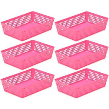 YBM Home 6-Pack Functional Plastic Storage Baskets - Perfect for Home, Office, and Organization