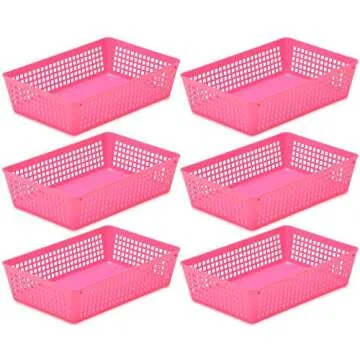 YBM Home 6-Pack Functional Plastic Storage Baskets - Perfect for Home, Office, and Organization