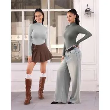 MANGOPOP Elegant Mock Neck Long Sleeve Bodysuit