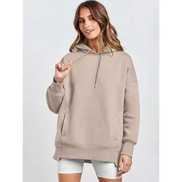 ANRABESS Womens Oversized Hoodies Sweatshirts Fleece Pullover Top 2024 Fall Trendy Outfits Teen Girls Preppy Clothes Light Khaki-L