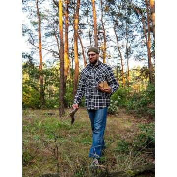 Mr.Stream Men's Hooded Coat Casual Thicken Plaid Work Flannel Snap Sherpa Lined Fleece Shirt Jacket 3252 Gray L