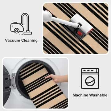 Stylish Black and Tan Striped Outdoor Rug for Every Entryway