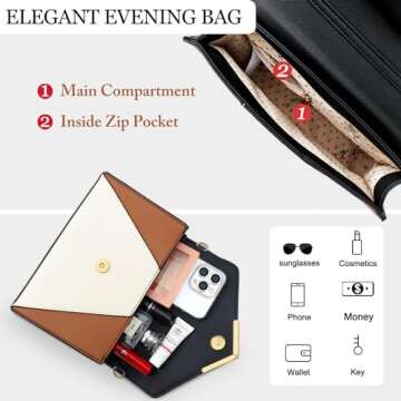 KKXIU Women Elegant Faux Leather Evening Envelope Clutch Purse Foldover Bags for Party Wedding Prom