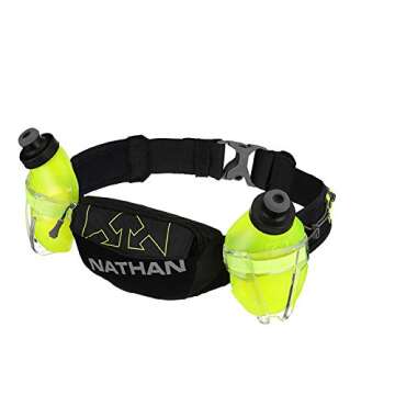 Nathan Hydration Insulated Running Belt Trail Mix Plus - Adjustable Running Belt – TrailMix Includes 2 Insulated Bottles/Flask – with Storage Pockets. Fits Most iPhones (One Size, Black)