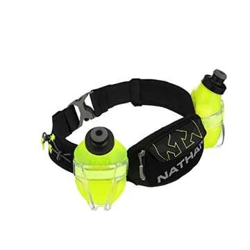 Nathan Hydration Insulated Running Belt Trail Mix Plus - Adjustable Running Belt – TrailMix Includes 2 Insulated Bottles/Flask – with Storage Pockets. Fits Most iPhones (One Size, Black)
