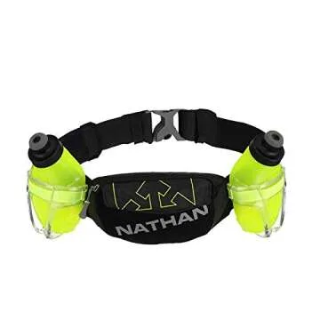 Nathan Hydration Insulated Running Belt Trail Mix Plus - Adjustable Running Belt – TrailMix Includes 2 Insulated Bottles/Flask – with Storage Pockets. Fits Most iPhones (One Size, Black)