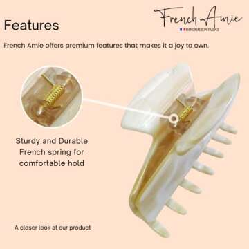 French Amie Chic Ivory Handmade Hair Claw Clip for Women