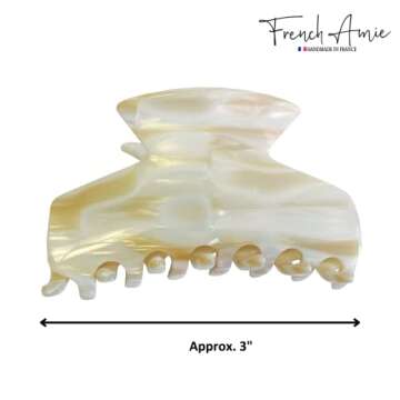 French Amie Chic Ivory Handmade Hair Claw Clip for Women