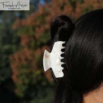 French Amie Chic Ivory Handmade Hair Claw Clip for Women
