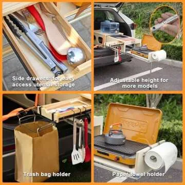 SHIWAGIN Overland Kitchen Slide-Out System, All-in-One Camp Kitchen Box with Sink, Chopping and Cooking Features, Folding Camping Table for SUV, Overlanding & Car Camping, Quick 1-Minute Setup