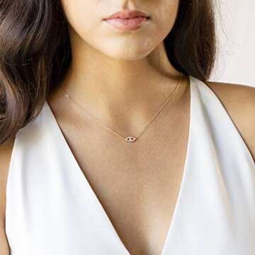 BENEIGE Gold Necklace for Women – Dainty 14K Gold Plated Evil Eye Charm