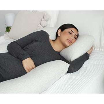 Pharmedoc Pregnancy Pillows, U-Shape Full Body Pillow -Removable Jersey Cotton Cover - Light Grey - Pregnancy Pillows for Sleeping - Body Pillows for Adults, Maternity Pillow and Pregnancy Must Haves