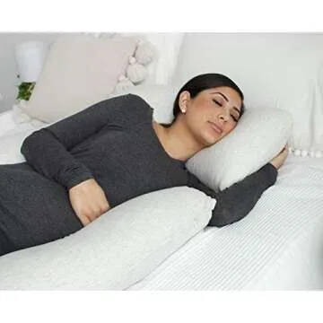 Pharmedoc Pregnancy Pillows, U-Shape Full Body Pillow -Removable Jersey Cotton Cover - Light Grey - Pregnancy Pillows for Sleeping - Body Pillows for Adults, Maternity Pillow and Pregnancy Must Haves