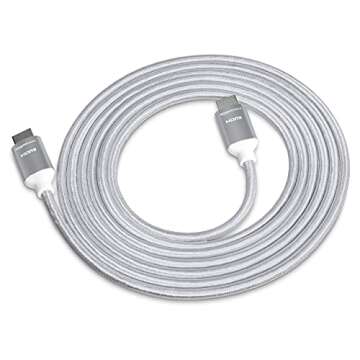 Amazon Basics 10.2 Gbps High-Speed 4K HDMI Cable with Braided Cord, 10-Foot, Light Grey