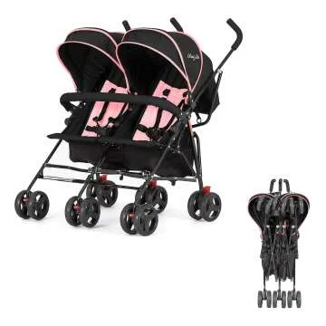 Pink Volgo Twin Umbrella Stroller | Lightweight & Stylish