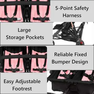 Pink Volgo Twin Umbrella Stroller | Lightweight & Stylish