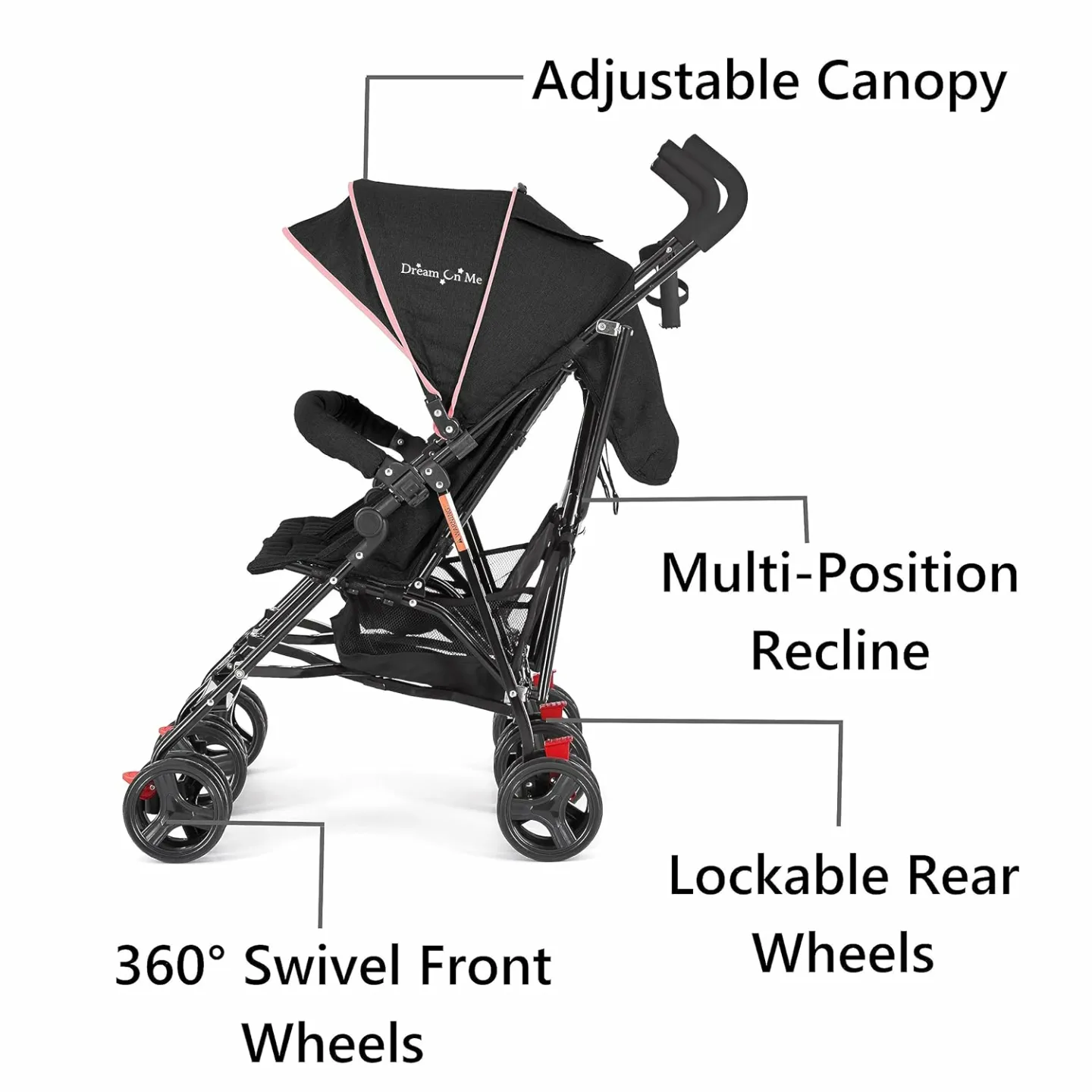 Pink Volgo Twin Umbrella Stroller | Lightweight & Stylish