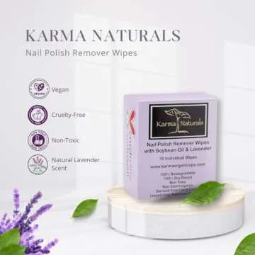 Karma Organic Natural Nail Polish Remover Wipes - Vegan & Non-Toxic