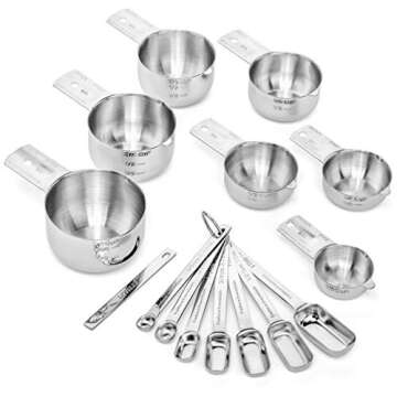 Hudson Essentials Stainless Steel Measuring Cups and Spoons Set (14 Piece Set)