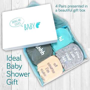 Cute Baby Socks Gift Set with Funny Quotes - 4 Pairs