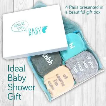Cute Baby Socks Gift Set with Funny Quotes - 4 Pairs