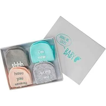 Cute Baby Socks Gift Set with Funny Quotes - 4 Pairs