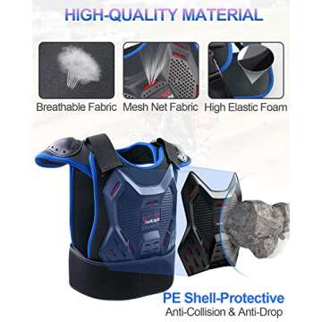 StarknightMT Kids Motorcycle Armor Suit Dirt Bike Gear， Youth Motocross Riding Protector with Knee Elbow Arm Shoulder Protection Pad for Cycling Off-Road Riding Skiing Skating (Blue)