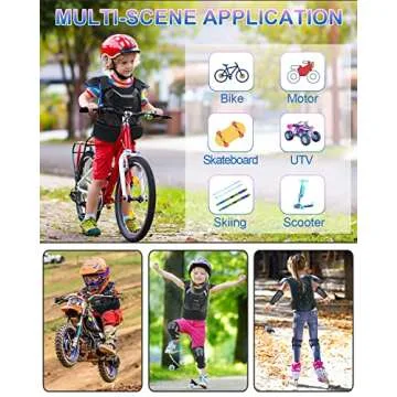 StarknightMT Kids Motorcycle Armor Suit Dirt Bike Gear， Youth Motocross Riding Protector with Knee Elbow Arm Shoulder Protection Pad for Cycling Off-Road Riding Skiing Skating (Blue)