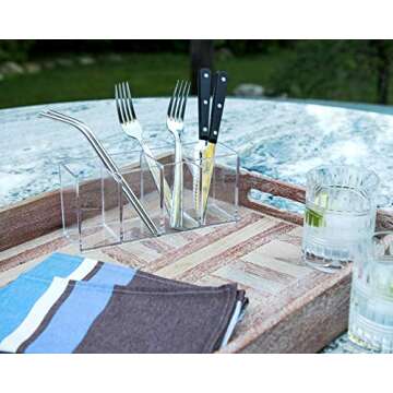 Isaac Jacobs 4-Compartment Clear Acrylic Organizer- Makeup Brush Holder- Storage Solution- Office, Bathroom, Kitchen Supplies and More (Clear)