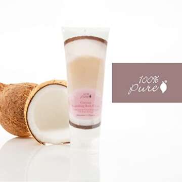 100% PURE Nourishing Body Cream Coconut Lotion Luxurious Dry Skin Hydration & Replenishment, Natural Anti-Aging Moisturizer & Skincare for All Skin Types Women & Men - Vegan - 8 oz