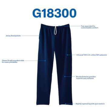 Gildan Adult Fleece Open Bottom Sweatpants with Pockets, Style G18300
