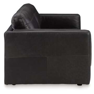 Signature Design by Ashley Amiata Modern Leather Match Sofa with Non-skid Legs, Black