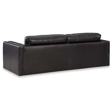 Signature Design by Ashley Amiata Modern Leather Match Sofa with Non-skid Legs, Black