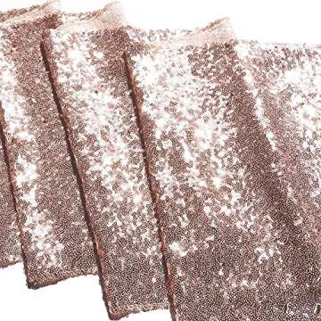 Sequin Table Runners Rose Gold- 12 X 108 Inch Glitter Rose Gold Table Runner-Rose Gold Party Supplies Fabric Decorations for Holiday Wedding Birthday