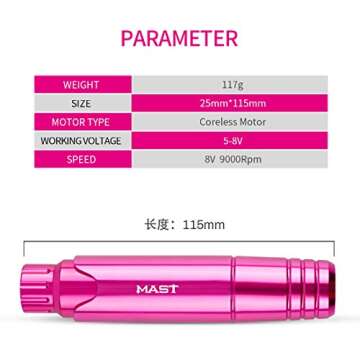 Mast Tattoo Machine Kit Rotary P10 Pen Halo Power Supply Pro Cartridges Needles (TZ367)