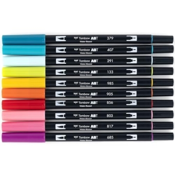 Tombow Dual Brush Pens - Vibrant, Blendable, 10-Pack