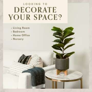 Ficus Lyrata Fake Plant - Artificial Plants for Home Decor Indoor, Faux Plants Indoor - Artificial Potted Plants, Faux Plant for Bedroom - Plants for Bedroom Decor, Fake Plant Decor - 30 Inches