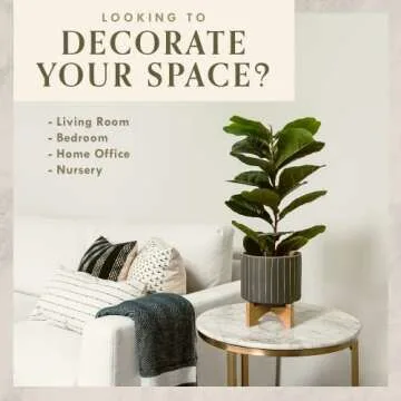 Ficus Lyrata Fake Plant - Artificial Plants for Home Decor Indoor, Faux Plants Indoor - Artificial Potted Plants, Faux Plant for Bedroom - Plants for Bedroom Decor, Fake Plant Decor - 30 Inches