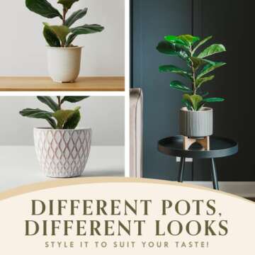 Ficus Lyrata Fake Plant - Artificial Plants for Home Decor Indoor, Faux Plants Indoor - Artificial Potted Plants, Faux Plant for Bedroom - Plants for Bedroom Decor, Fake Plant Decor - 30 Inches