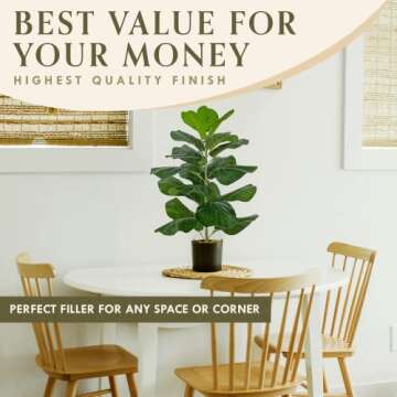 Ficus Lyrata Fake Plant - Artificial Plants for Home Decor Indoor, Faux Plants Indoor - Artificial Potted Plants, Faux Plant for Bedroom - Plants for Bedroom Decor, Fake Plant Decor - 30 Inches