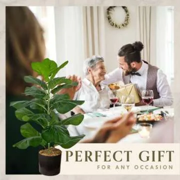 Ficus Lyrata Fake Plant - Artificial Plants for Home Decor Indoor, Faux Plants Indoor - Artificial Potted Plants, Faux Plant for Bedroom - Plants for Bedroom Decor, Fake Plant Decor - 30 Inches