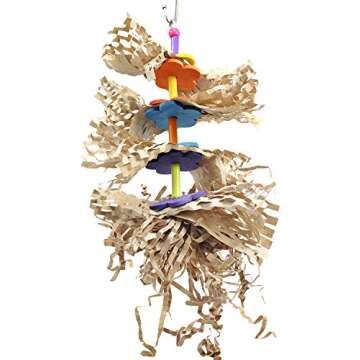 Bonka Bird Toys 3452 Flower Shred 8" High by 5" Wide Small Puzzle Chew Forage Cage Toy, Parakeet, Co...