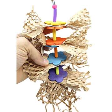 Bonka Bird Toys 3452 Flower Shred 8" High by 5" Wide Small Puzzle Chew Forage Cage Toy, Parakeet, Cockatiel, Lories, and Similar